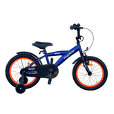 Bicicleta 16 inch roti ajutatoare cadru otel 23 cm ghidon reglabil frane fata v-brake albastruportocaliu